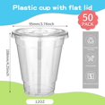 thumbnail image 2 of 50 Set 12 oz Disposable Plastic Cups with Flat Lids, Clear Cold Drink Plastic Cups, Fruit Cups, Clear Plastic Cups for Iced Coffee, Soda, Smoothies and Shakes, 2 of 5