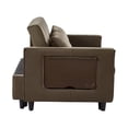 thumbnail image 3 of Convertible Sofa Bed with Adjustable Backrest, Pull-Out Sleeper Sofa with 2 Side Coffee Tables and 2 Lumbar Pillows, Small Loveseat Sofa with Solid Wood Frame for Living Room, Bedroom, 3 of 7