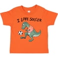 thumbnail image 3 of Inktastic I Love Soccer-dinosaur in Orange Boys or Girls Toddler T-Shirt, 3 of 5