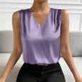 thumbnail image 2 of yillto Womens Silk Satin Tanks Tops V Neck Casual Cami Sleeveless Camisole Blouses Summer Basic Tank Shirt, 2 of 7