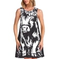 thumbnail image 1 of Easygdp Floral Cow Silhouette para Vestido Transpirable de Mujer, Vestido Suelto de Manga Corta con Pliegues y Bolsillos para el Verano, 1 of 7