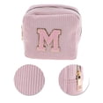 thumbnail image 4 of Unique Bargains 1 Pc Letter m Pattern Makeup Bag for Travel Pink Corduroy, 4 of 5