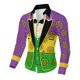 thumbnail image 5 of TaTaai Ladies Mardi Gras Printed Long Sleeve Loose Casual Shirt Unisex Lapel Fashion Blouse Holiday Top for Daily Office Party Streetwear Spring Summer Wear Gift, 5 of 9