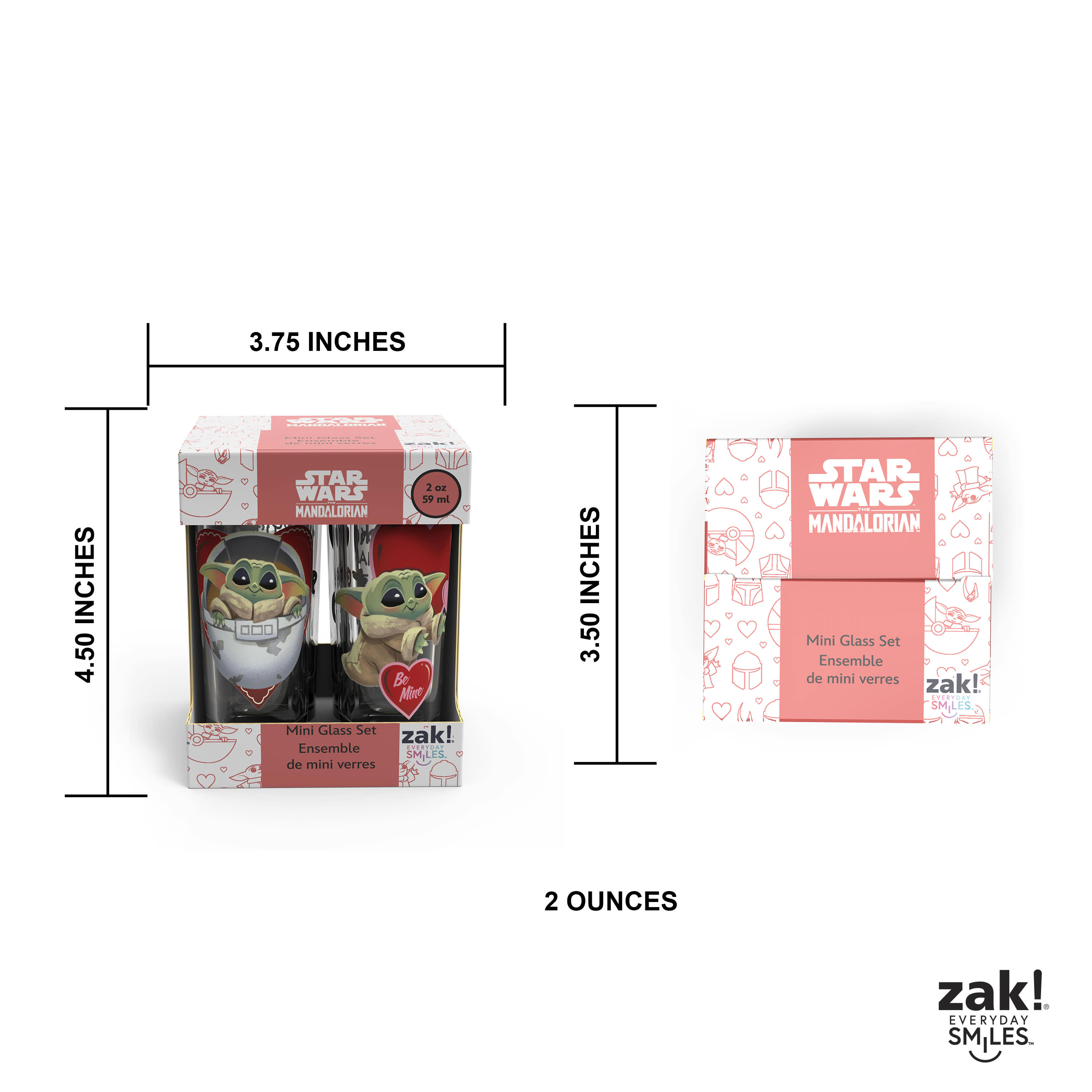 Zak Designs Glass Mini 2 oz Star Wars: The Mandalorian Grogu Drinkware Tumblers, Set of 4