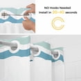 thumbnail image 5 of Teal Blue Stripes Ombre No Hook Shower Curtain Waterproof,Bathroom Curtains with Snap in Liners and See Through Top Window,Gradient White Geometric Ocean Wave Hotel Bathtub Curtains Shower 54"Wx78"L, 5 of 8