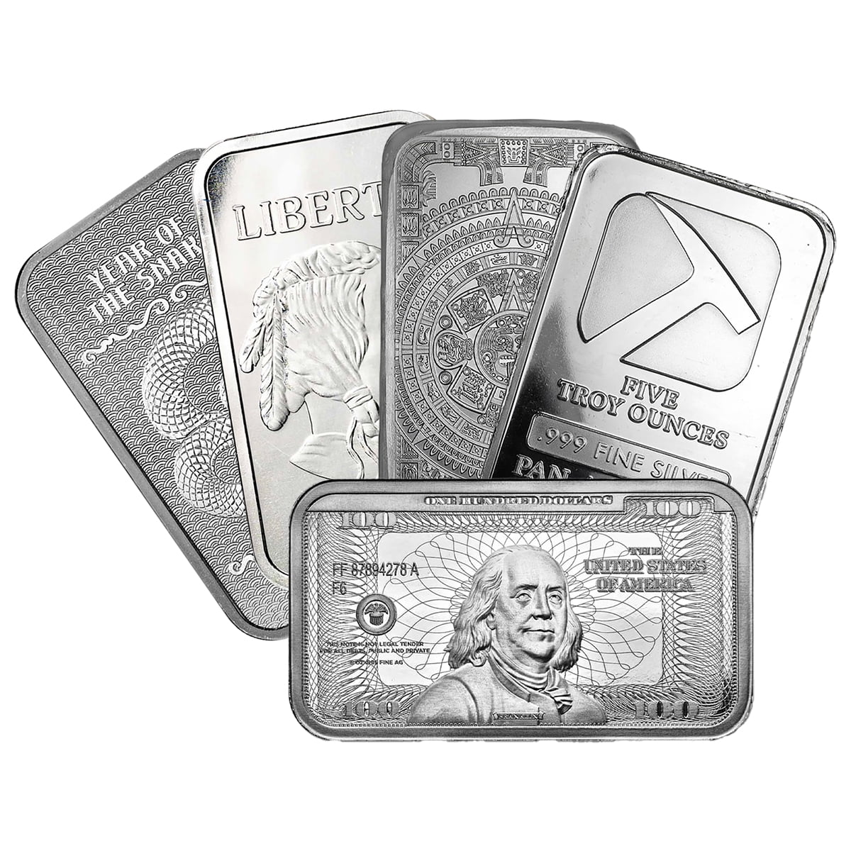 APMEX 5トロイオンス 999ファインシルバー約155g APMEX 5 oz Silver Bar, .999 Fine, Eagle Design, IRA Eligible