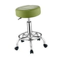 thumbnail image 3 of Taburete de spa con ruedas y reposapiés redondo de cuero sintético, taburete de salón con ruedas para de cocina, diseño de salón de trabajo Verde, 3 of 8