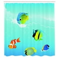 thumbnail image 3 of Ambesonne Ocean Shower Curtain, Nautical Navy Deep Sea, 69"Wx70"L, Blue Orange and Yellow, 3 of 5