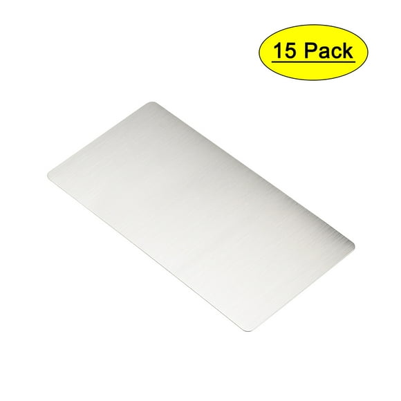 Unique Bargains Carte Métallique Vierge en Acier Inoxydable 80x40x0,4 mm Ton Argent Brossé, Lot de 15