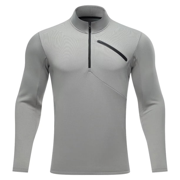 Ceisia Men's Slim Stand-Collar Half-Zip Thickened Athletic Compression Training Top Gift