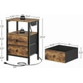 thumbnail image 2 of Nightstand Set 2, End Tables with Charging Station, Side Table with 2 Non-Woven Drawers, Bed Side Coffee Table for Small Spaces, Sofa, Dormitory, Living Room ET02L2BR, 2 of 8