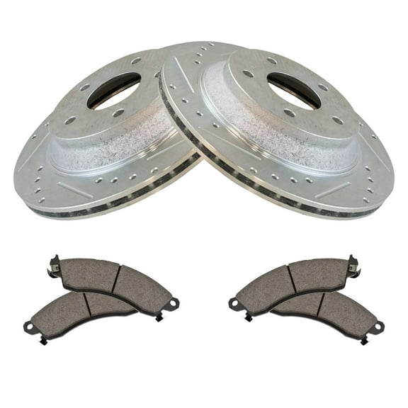 TRQ Front Performance Brake Pad & Rotor Kit Brake Pads Brake Rotors Set Ceramic Premium G-Coated Fits Select 1988-1996 Chevrolet Corvette