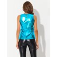 thumbnail image 3 of Disfraz de Halloween Camiseta Sin Mangas Con Chaleco Brillante Metálico Brillante Sin Mangas Para Fiesta Y Club Para Mujer azul oscuro XL, 3 of 5