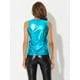thumbnail image 3 of Disfraz de Halloween camiseta Sin Mangas Allegra K Con chaleco Brillante Metálico azul oscuro L, 3 of 5