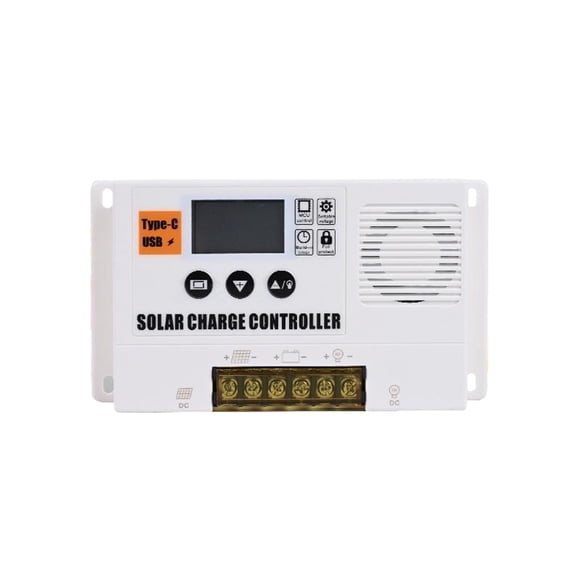Seitruly Carga de 12V 24V con ajuste de TYPE-C LCD ajustable Auto PWM 100A 60A y regulador solar de descarga y cargador de TPYE-C Baterías de general Blanco 30A