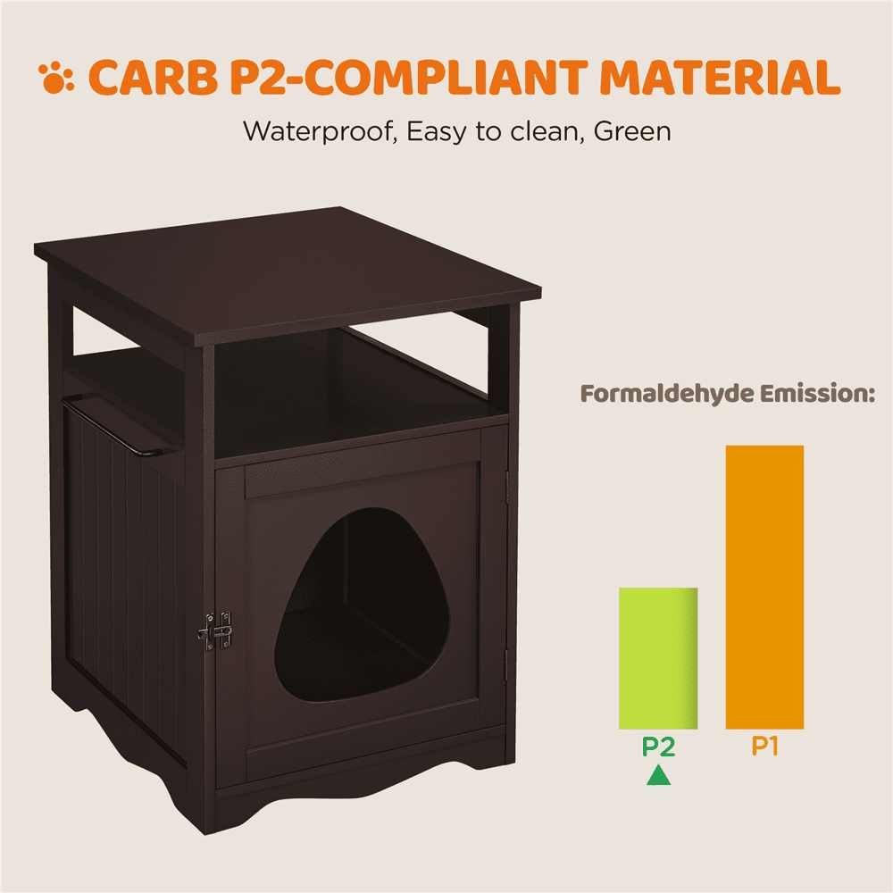 Yaheetech Indoor Wooden Cat Litter Box Enclosure with Open Shelf, Espresso