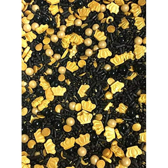 Sprinkle Deco® Black and Gold Crown Edible Decoration Confetti Sprinkles Cake Cookie Cupcake IceCream Donut Quins