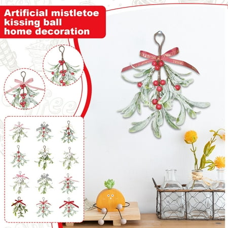 Artificial Mistletoe Hanging Decoration with Berries and Leaves Holiday Christmas Door Ceiling Ornament for Seasonal Decor Artificial Mistletoe Hanging Decoration with Berries and Leaves Holiday Christmas Door Ceiling Ornament for Seasonal Decor