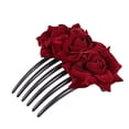 thumbnail image 1 of Shisuyan 1 Pce Peigne à Cheveux Rose Simulation Florale Insertion pour Femmes Filles (Rouge Vin), 1 of 8