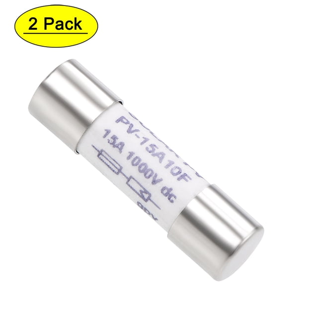 Fusible de cartucho automotriz 15A DC 1000V 10x38mm de acción rápida reemplazo para estéreo de automóvil, alarma, amplificador cerámico 2 piezas
