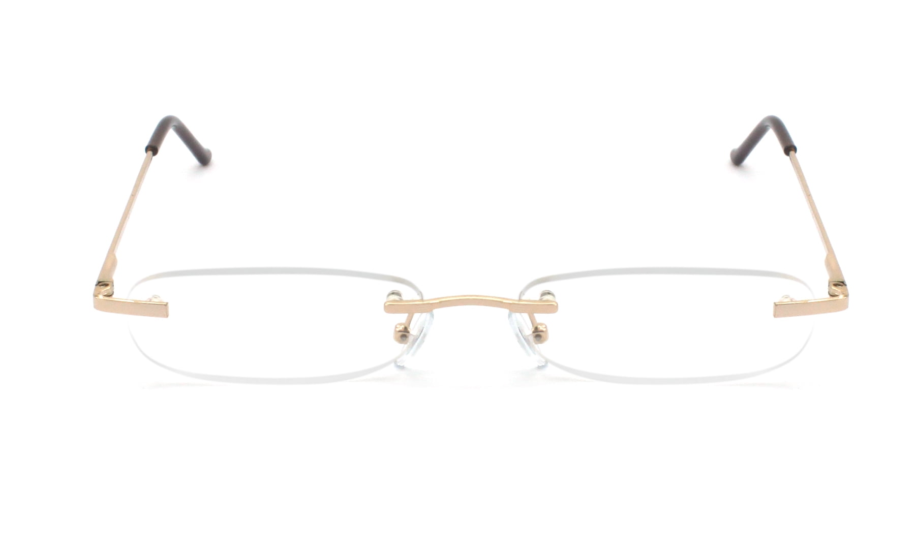 EYE ZOOM Compact 3 Pack Rimless Reading Glasses with Slim Gold and Silver Case for Men and Women, +3.00