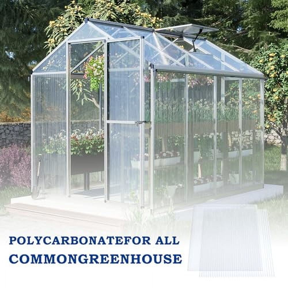 BPS 6Pcs 24'' (W) x 64'' (L) x 0.16'' Polycarbonate Panels, Waterproof UV Protected Reinforced Sheets, Outdoor Greenhouse and Gazebo Covering, Twin-Wall Clear Sheets