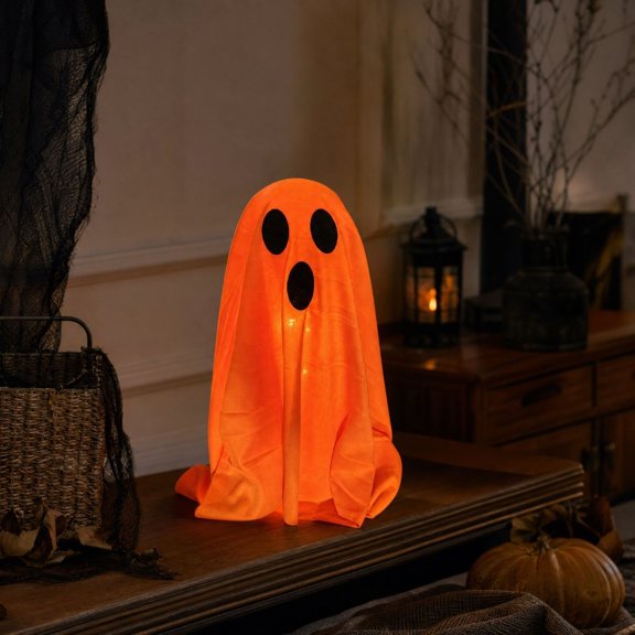 Miwamany Cute Halloween Glowing Ghost Figurine LED Light Up Spooky Tabletop Decoration for Indoor Home Party Mantel Desk Ornament