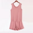 thumbnail image 4 of Defitshape Women's Plus Size Lounge Set 2 Piece Pajama Set Pj Cotton Loungewear Soft Plus Size Sleepwear Shorts Sleeveless Pjays Nightwear Fitted Sleep Casual Lounge Plain Tank Scoop Neck Pink M, 4 of 4