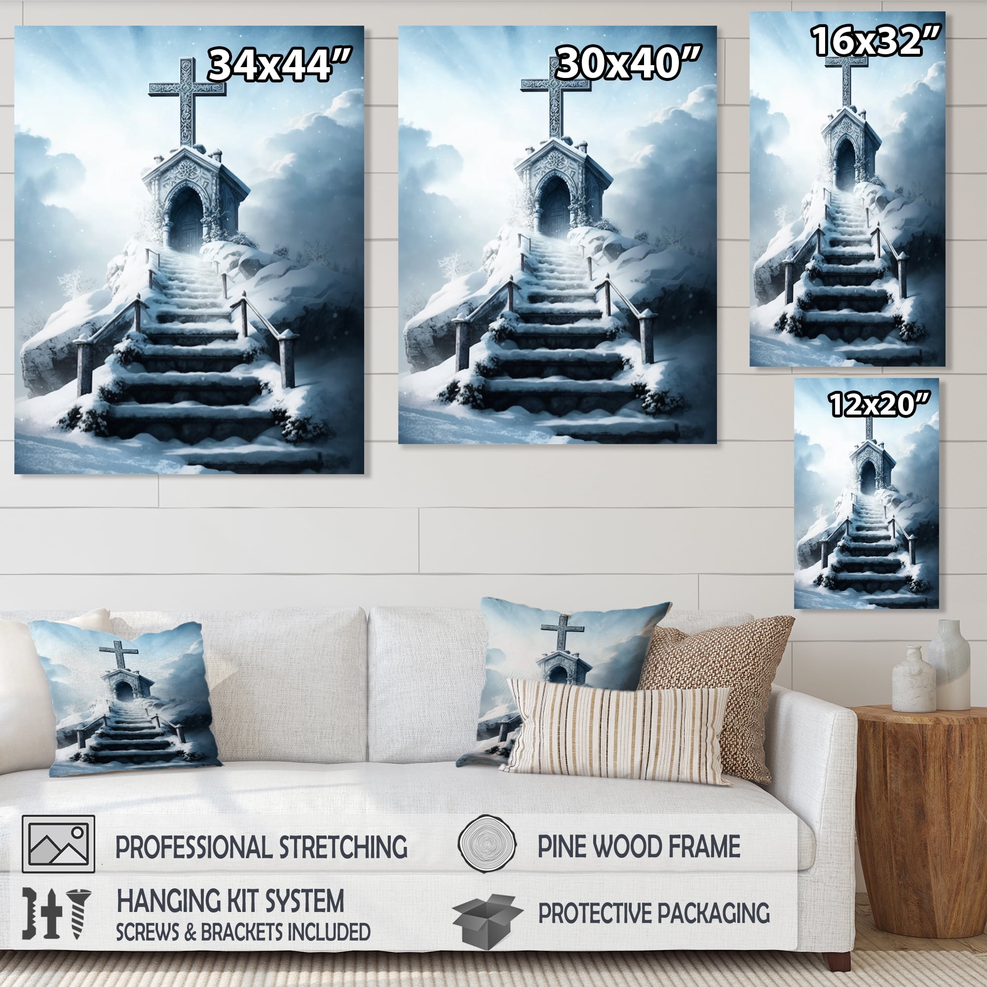 Designart Stairway To Heaven In Winter II Canvas Wall Art
