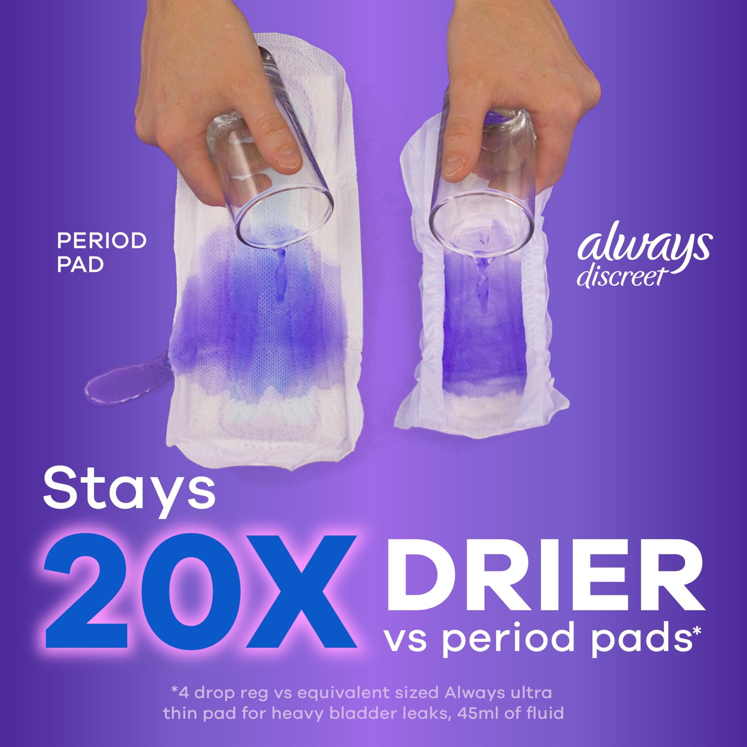 (3 pack) Always Discreet Incontinence Pads for Women, Light, 30 Count