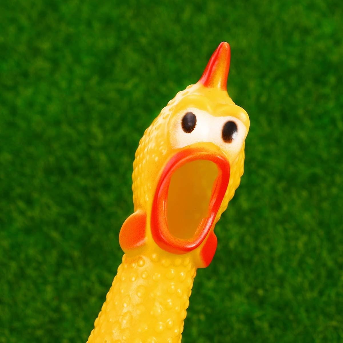 36cm Squealing Rubber Chicken Toy Screaming Yellow Squeaky Rubber