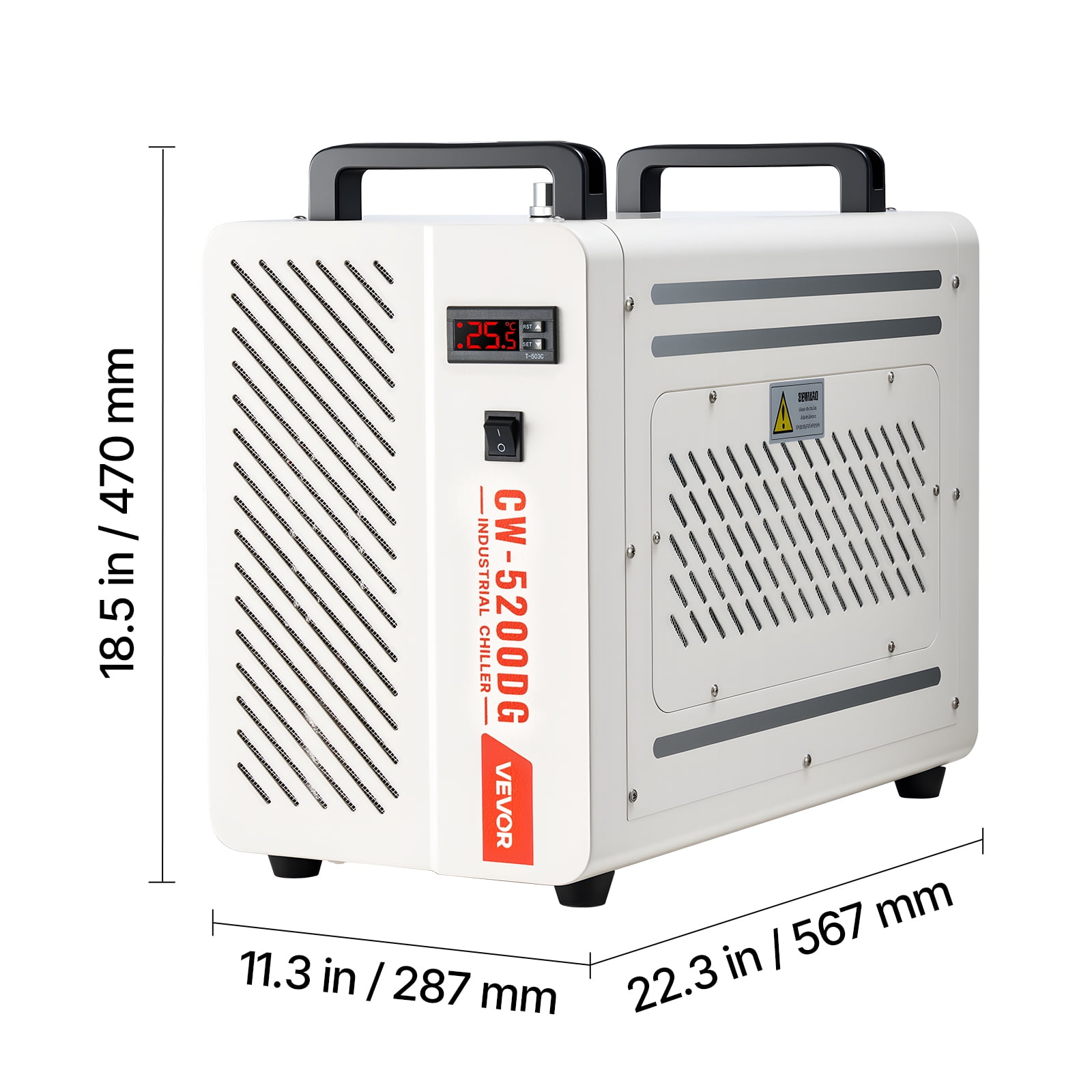 VEVOR Industrial Water Chiller, 5460 BTU/h, Industrial Water Cooler Cooling System with Compressor, 1.8  Gal Tank Capacity, 3.4 GPM Max Flow, Laser Chiller, for CO2 Laser Engraving & Cutting Machine