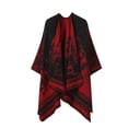 thumbnail image 1 of Aocisk Grande Cape Tricotée pour Femmes Chaude Automne Hiver Mode Châle Enveloppant Rouge A, 1 of 2