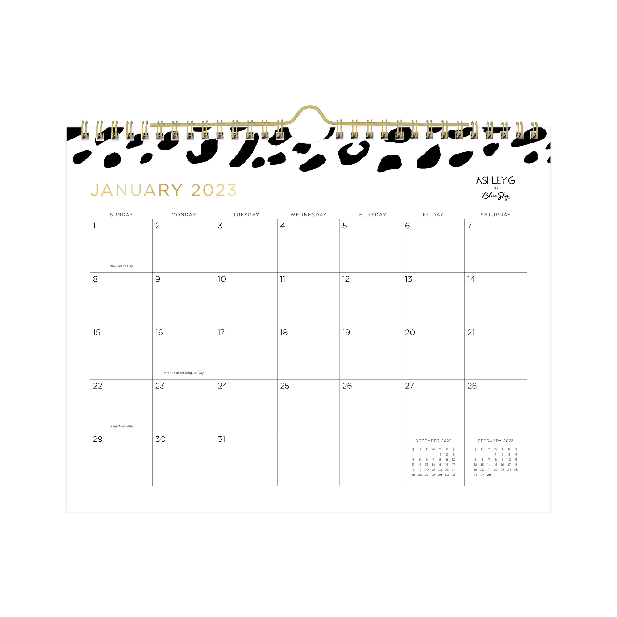 2023 Wall Calendar, 11x8.75, Ashley G for Blue Sky, Leopard Black