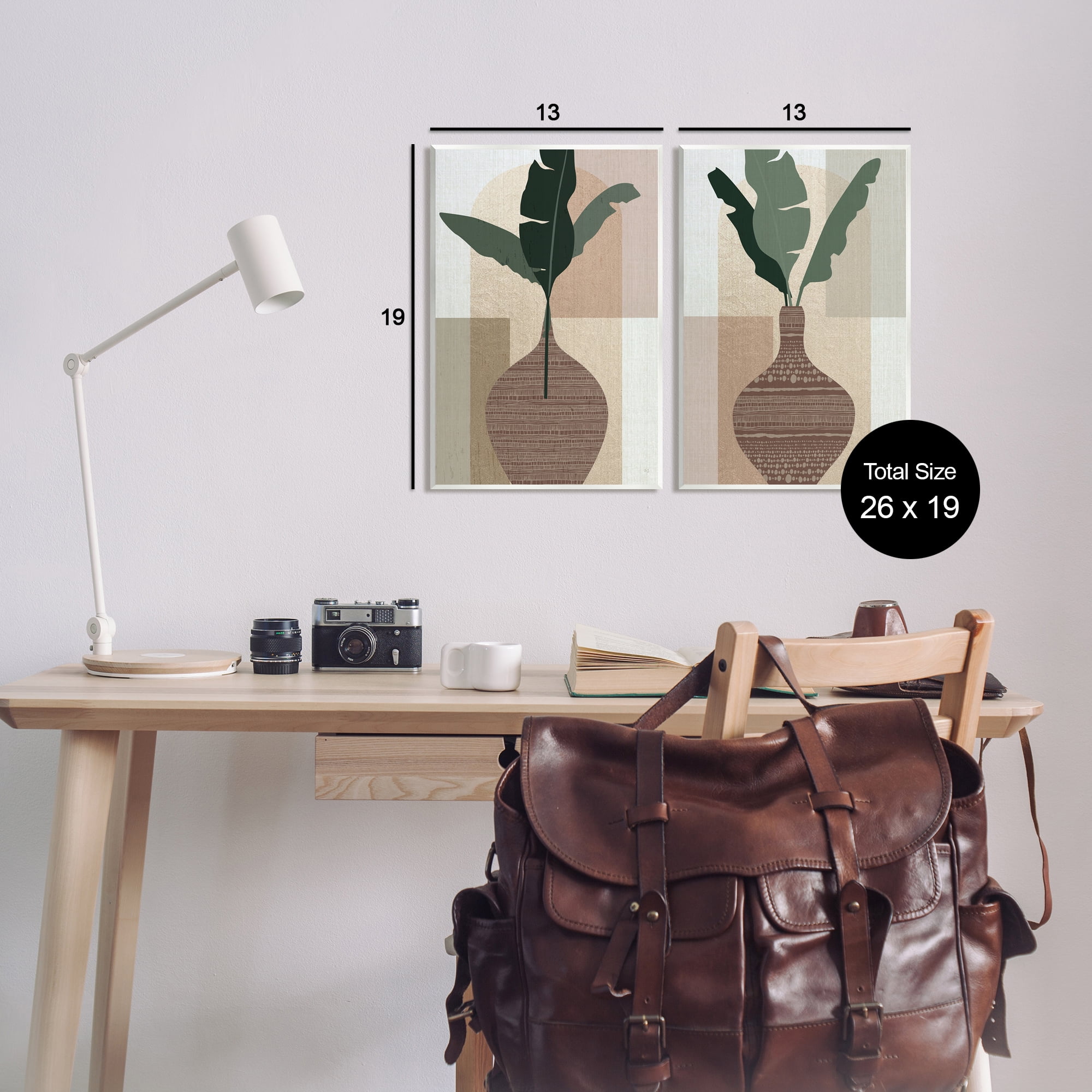 Stupell Industries Boho Geometric Plant Vases Botanical & Floral Painting Unframed Art Print Wall Art, 13 x 19, Set of 2