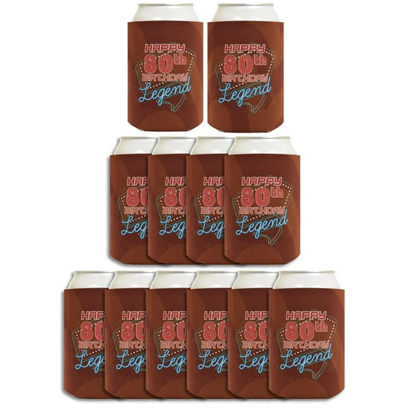 80th Birthday Decorations For Men Happy 80th Birthday Legend 12-Pack Can Coolers Coolies