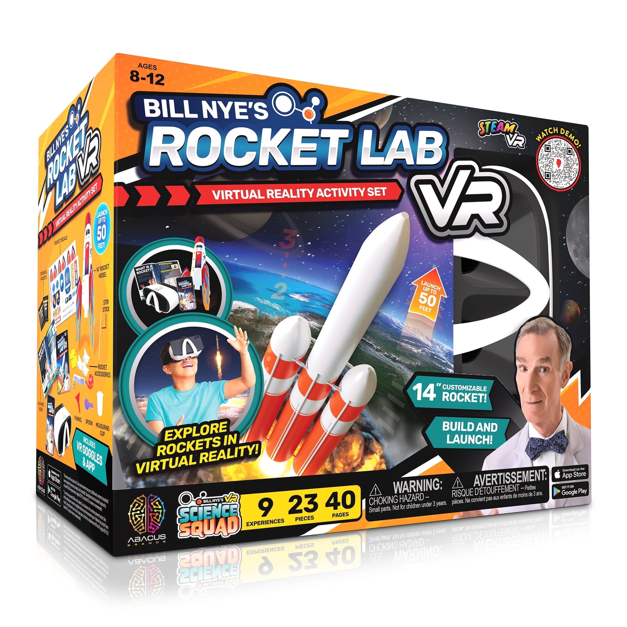 Abacus Brands Bill Nye Virtual Reality Rocket Lab Science Kit for Kids Ages 8 to 12, STEM Toys
