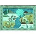 thumbnail image 1 of Ahgly Company Indoor Rectangle Animal Turquoise Blue Traditional Area Rugs, 2' x 3', 1 of 4
