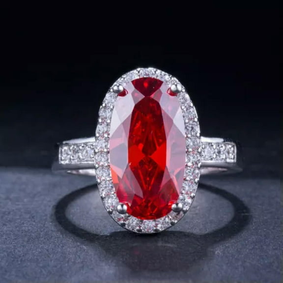 Red CZ Stone Finger Ring Silver Plated Cubic Zircon Women Fashion Brand Jewelry