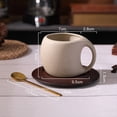 thumbnail image 3 of Juego de y Platillo de Café de Cerámica, de Café Americano Retro con Leche, Posavasos de Madera, Tazas de Té, Cucharas, Tazas con Flores., 3 of 5