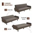 thumbnail image 5 of Convertible Futon Sofa Bed for Small Spaces, 3-Position Backrest, Soft Flannel Upholstery, Armrests, Metal Legs, Tan, 5 of 7