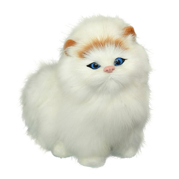 Mialoley Simulated Animal Model, Cat Plush Children Toys, Solid Color Plush Little Kitty Toy, Decor for Table Showcase, Family Toy Doll