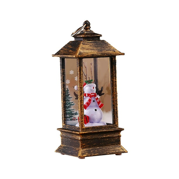 Farol de bola de nieve navideño iluminado, figura de escritorio, centro de mesa Muñeco de nieve