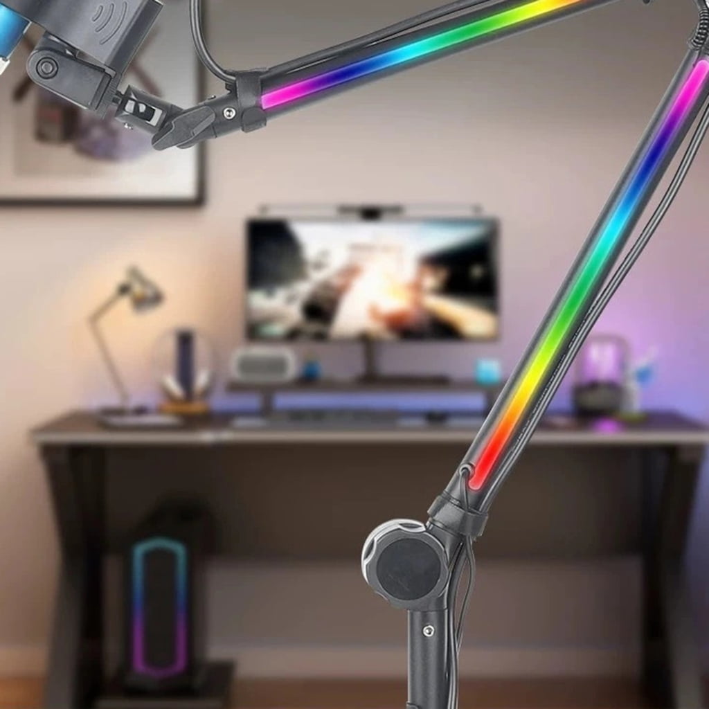 Mic Stand for Most Mic Easy Installation Microphone Boom Arm with Light
