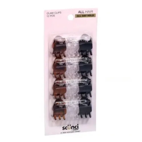 Scunci Claw Clips, Assorted 12 ea