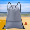 thumbnail image 4 of Mochila con cordón Mochila de gimnasio Gran capacidad para viajes Playa (Gris S), 4 of 8