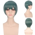 thumbnail image 1 of Peluca para cosplay, manga corta, color verde, con flequillo, 1 of 1
