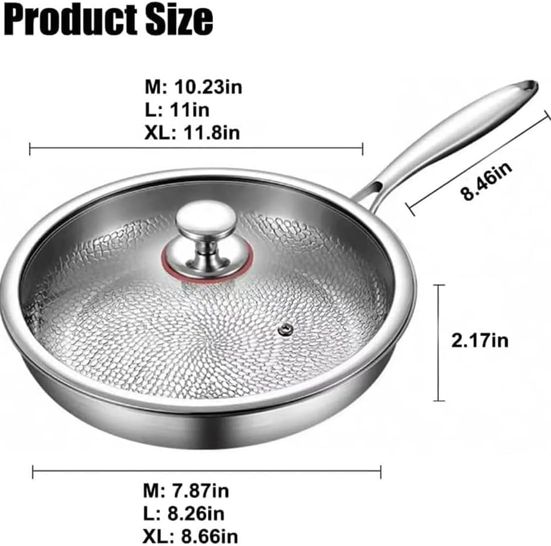 Titanium Hammered Pan Pro, 2026 New 100% Pure Titanium Fry Pan With Lid, No Coating Non-Stick Titanium Pans for Cooking Scratch-Resistant for Oven, Induction & All Cooktops (With Lid, 10.23in)