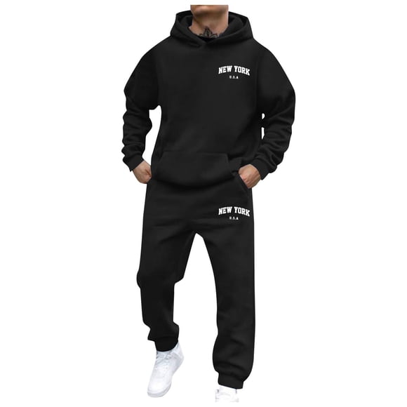 Ketyyh-chn99 Men's Crew Neck 2 Piece Outfits Men Women Autumn Winter Fashion Casualed Sweater Pants Sports Suit Size for M,Black