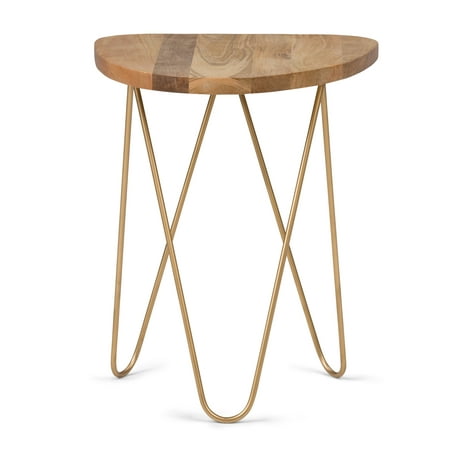 Brooklyn + Max Cosner Mid Century Modern 18 inch Wide Metal and Wood Accent Side Table in Natural,